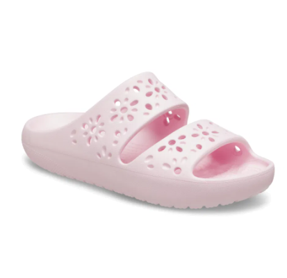 210966-6ZW Croc's Classic Floral Cut Out Sandal Pink Milk