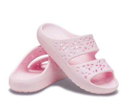 210966-6ZW Croc's Classic Floral Cut Out Sandal Pink Milk