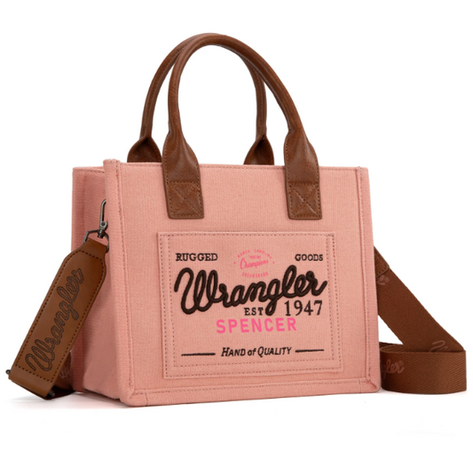 WG136-8120S Wrangler Vintage Wrangler Canvas Tote//Crossbody-Pink