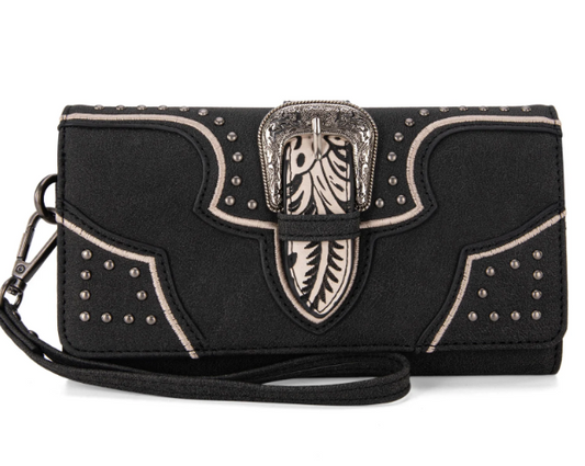 MW1282-W018 Montana West Buckle Collection Wallet-Black