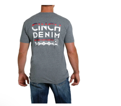 MTT1690458 Cinch Men's Denim Logo Heather Grey T-Shirt