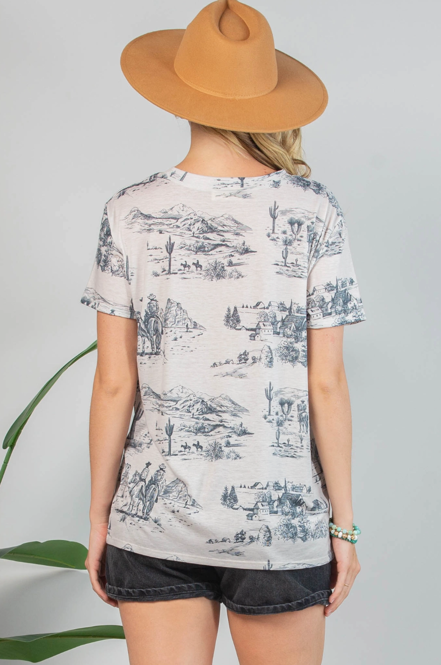 AV1205 Elsa Western Print T-shirt