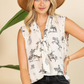 AV1289 Laura Western Print Front Tie Woven Top