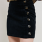 WL18-1558 Corduroy Side Button Mini skirt Black