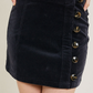 WL18-1558 Corduroy Side Button Mini skirt Black