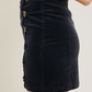 WL18-1558 Corduroy Side Button Mini skirt Black