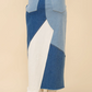 23035S Uneven Patchwork Denim Maxi Skirt