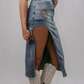 MK637 Horse Shoe Cut Out Denim Skirt