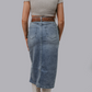 MK637 Horse Shoe Cut Out Denim Skirt