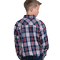 BWLS2517 Just Country Boys Brayden Half Button Print Work Shirt Chilli & Navy Check
