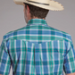 03-002-0378-3017 Roper Men's Plaid Blue SS Shirt