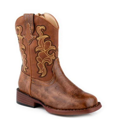 09-017-1900-3620 Roper Toddler Quills Cognac Ostrich Print/Cognac