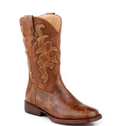 09-018-1900-3620 Roper Kid's Quills Cognac Ostrich Print/Cognac