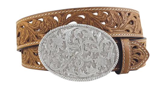 8865790 Roper Women's Belt 1.1/2 Distressed Floral Leather Tooling