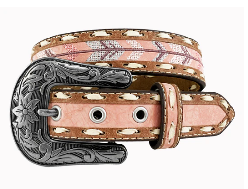 9715300 Roper Girl's Belt 1.1/4 PU leather Embroidered Arrows Pink