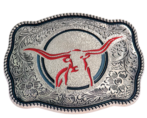 TB-46R Brigalow Longhorn Buckle Red Enamel Lines