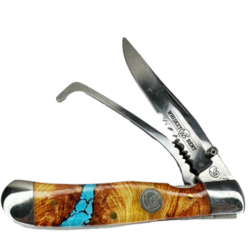 KWB19-14 Whiskey Bent Trapper Pocket Knife & Hoofpick 'Turquoise River'