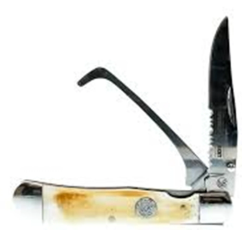 KWB20-16 Whiskey Bent Trapper Pocket Knife & Hoofpick Burnt Bone