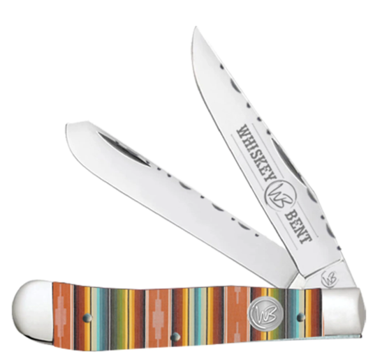 KWB15F-15 Whiskey Bent Trapper Pocket Knife Filework Twin Blade