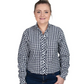 WWLS2518 Just Country Women's Abbey Frills Full Button Print Workshirt-Navy Check