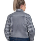 WWLS2518 Just Country Women's Abbey Frills Full Button Print Workshirt-Navy Check
