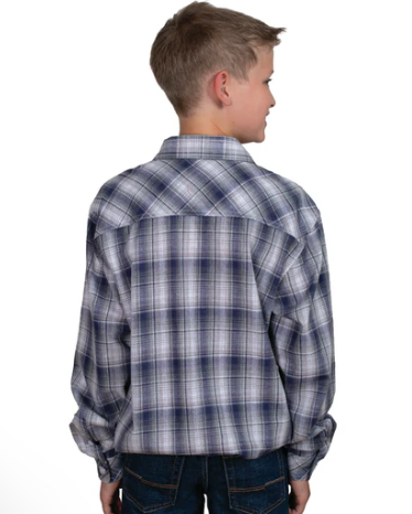 BWLS2526 Just Country Boy's Brayden Workshirt- Admiral Blue & Slate Check