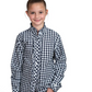 GWLS2518 Just Country Girl's Gracie Frills Full Button Print Workshirt-Navy Check