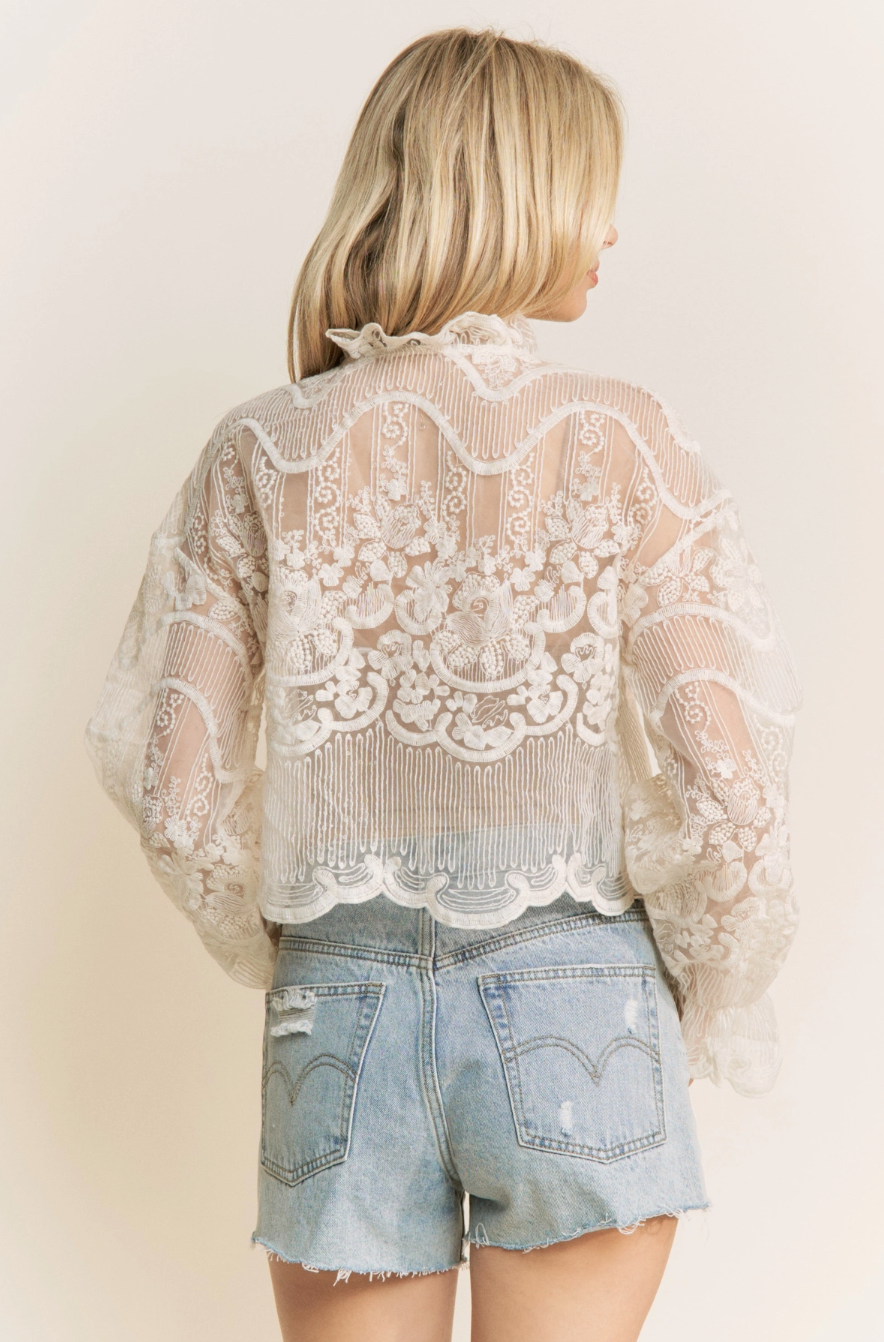 TP9983 Crochet Embroidery Blouse
