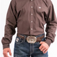 MTW1104236 Cinch Men's LS Shirt Solid Brown