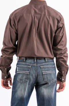 MTW1104236 Cinch Men's LS Shirt Solid Brown