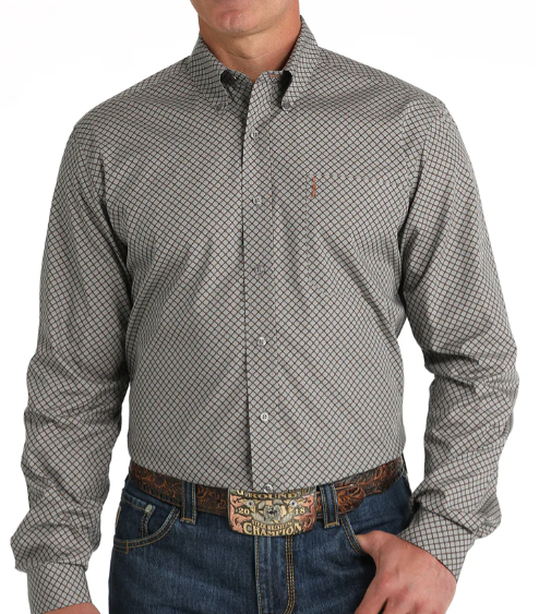 MTW1347114 Cinch Men's Arena Shirt Grey Geo Print