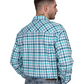 MWLS2530 Just Country Men's Austin Full Button Workshirt Turquoise/Deep Teal Check