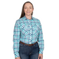 WWLS2530 Just Country Women's Abby Workshirt Turquoise/Deep Teal Check