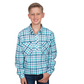 BWLS2530 Just Country Boy's Brayden Workshirt Turquoise/Deep Teal Check