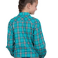 GWLS2549 Just Country Girl's Harper Workshirt Peacock Green Lurex Plaid