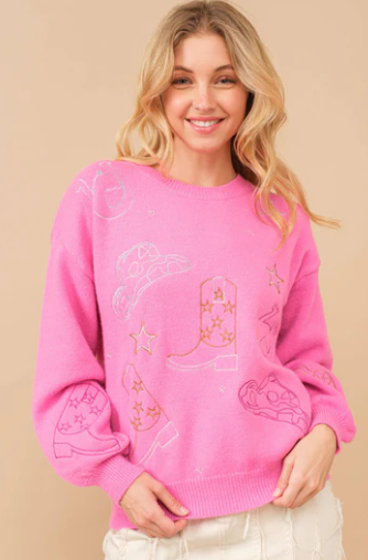 15123W Western Cowgirl Pullover Sweater