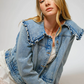 23457J Ruffled Peter Pan Collar Denim Jacket