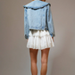 23457J Ruffled Peter Pan Collar Denim Jacket