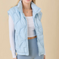 CJ61366  Quilted Zipper Vest Sky Blue