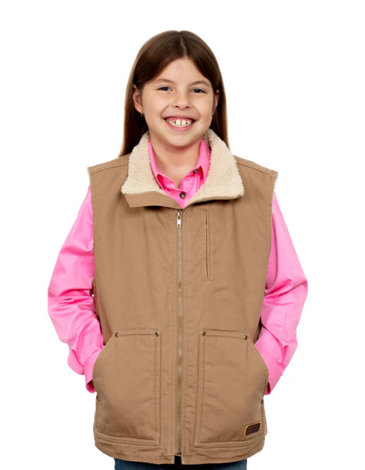 BW0V2200 Just Country Kids Diamantina Sherpa Vest Khaki