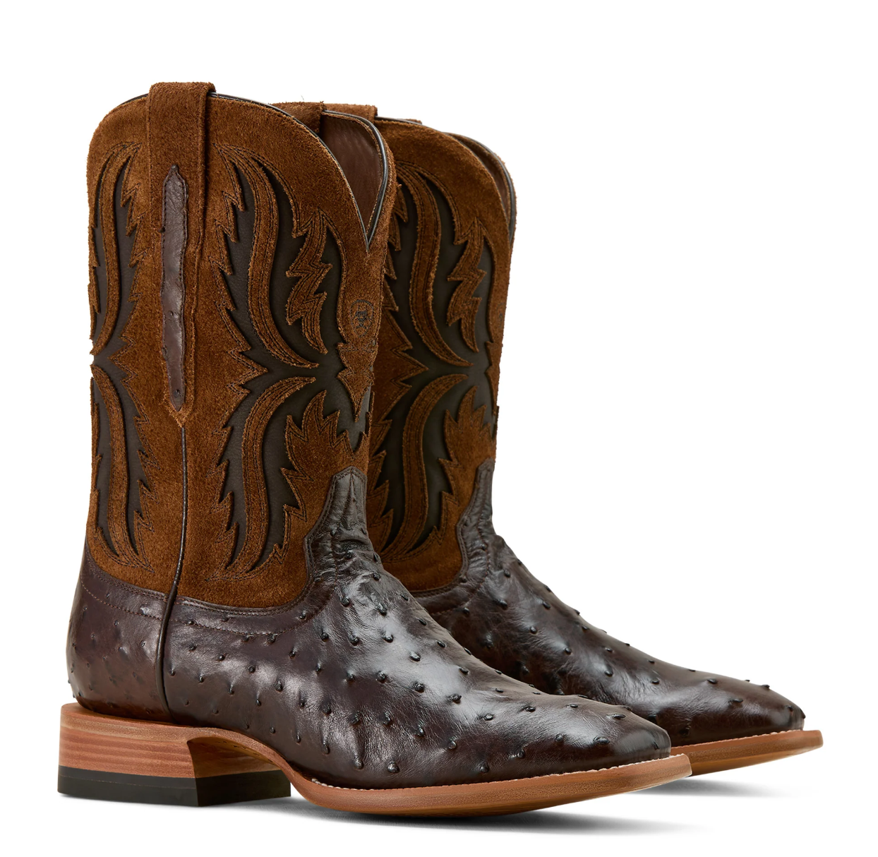 10058168 Ariat Men's Drifter Espresso Full Quill Boot Ostrich / Tan Suede