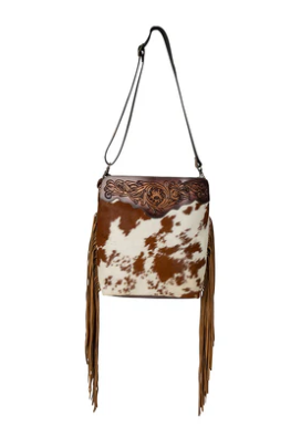 S-7323 Artesia Way Fringe Hand-Tooled Bag