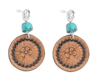 S-11570 Floral Star Medallion Earrings In Brown