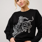 36327T-BLACK   Embroidered Western Pullover Sweatshirt Black