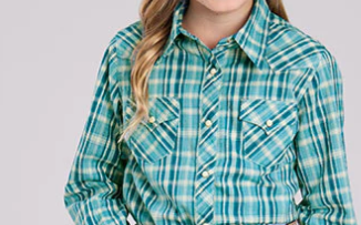 03-050-0062-0467 Roper Women's West Collection LS Shirt Plaid Blue