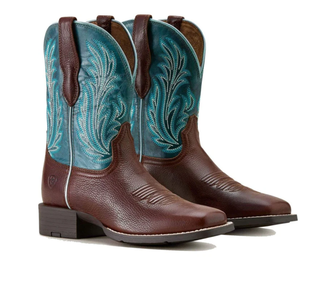 10064073 Ariat Women's Round Up Filly Oiled Teak/ Loyal Blue