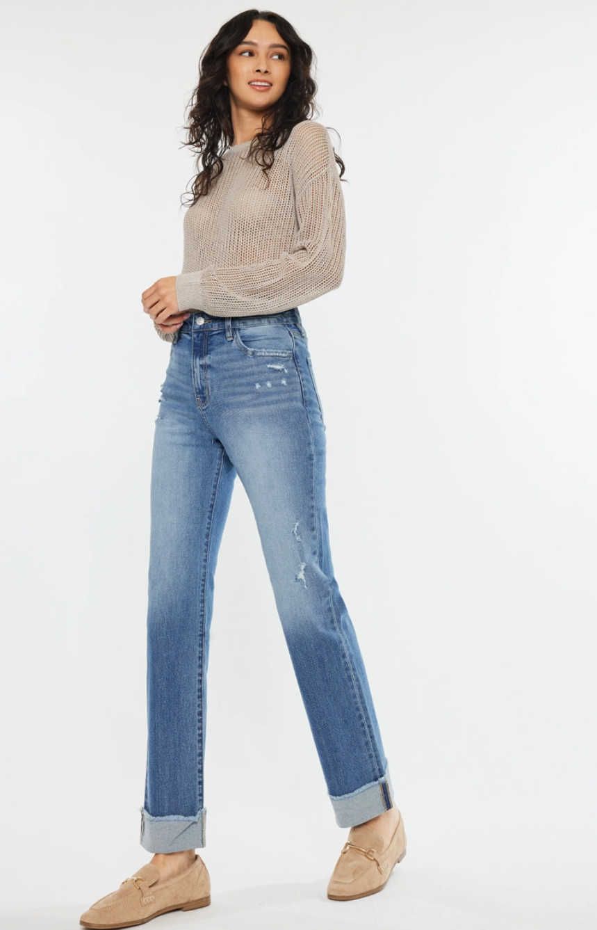 KC20065M Kancan USA Women's High Rise Straight Jeans