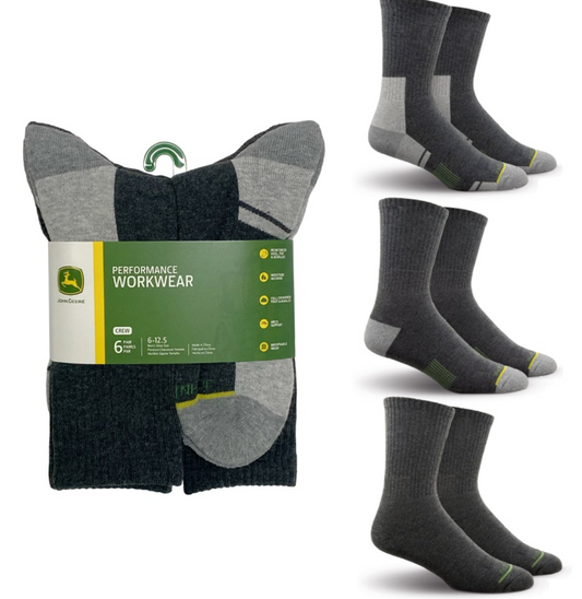 JDM251CR28003 John Deere 6 Pack Crew Socks