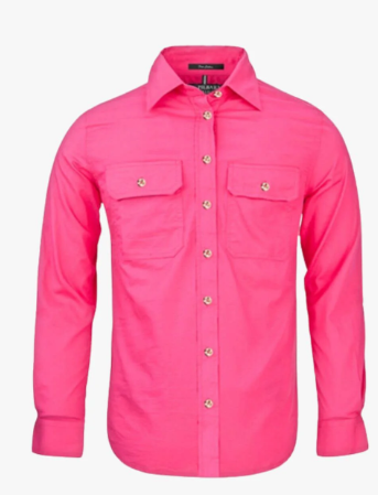 RM600BT Pilbara Women's L/S Full Button Hot Pink