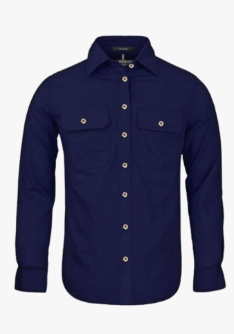 RM600BT Pilbara Women's L/S Full Button French Navy